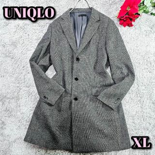 UNIQLO - ユニクロ チェック柄 カシミヤ混 XL グレー チェスター UNIQLO - ユニクロ チェック柄 カシミヤ混 XL グレー チェスター