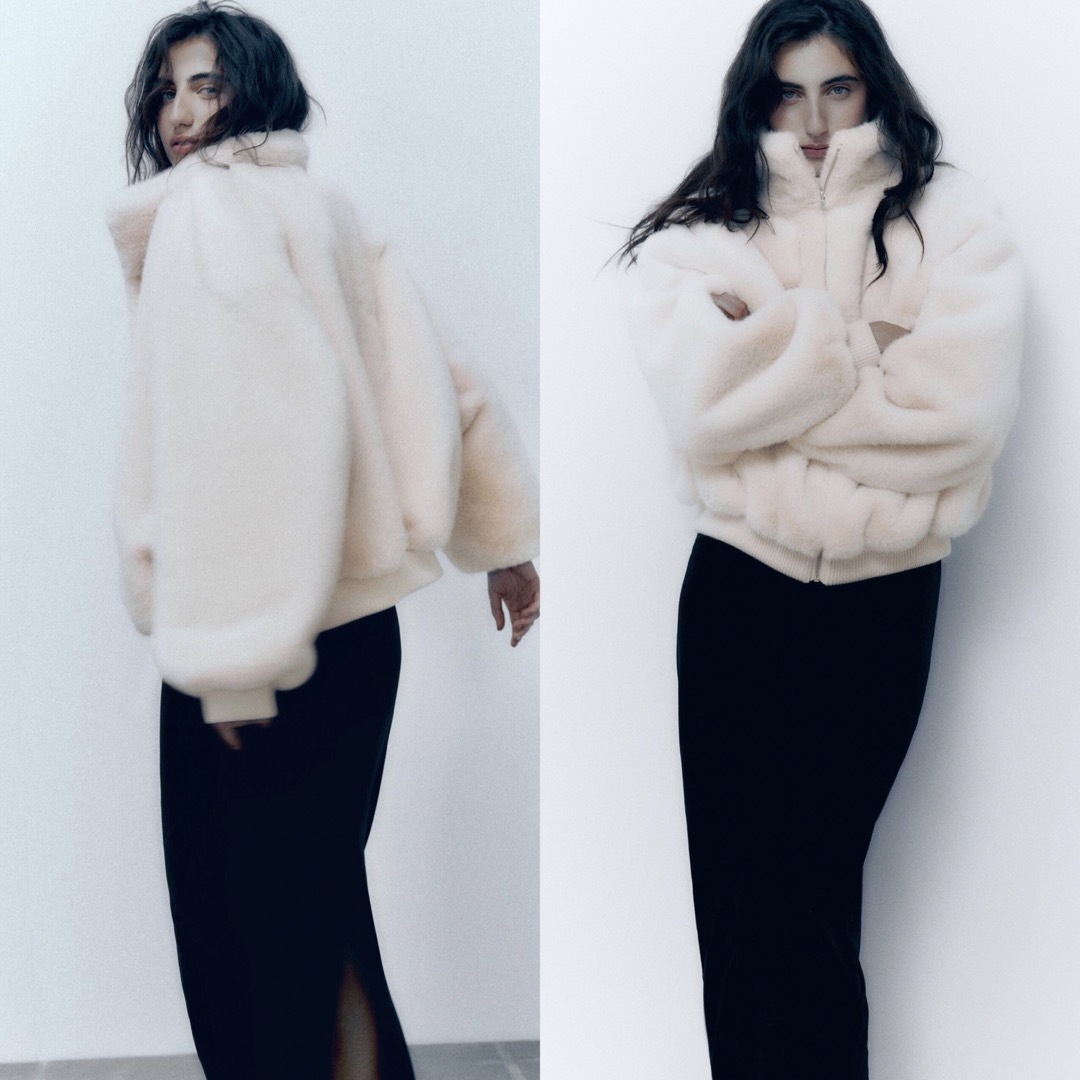 ZARA - 新品 ZARA フェイクファーボンバージャケット Lサイズの ZARA - 新品 ZARA フェイクファーボンバージャケット Lサイズの