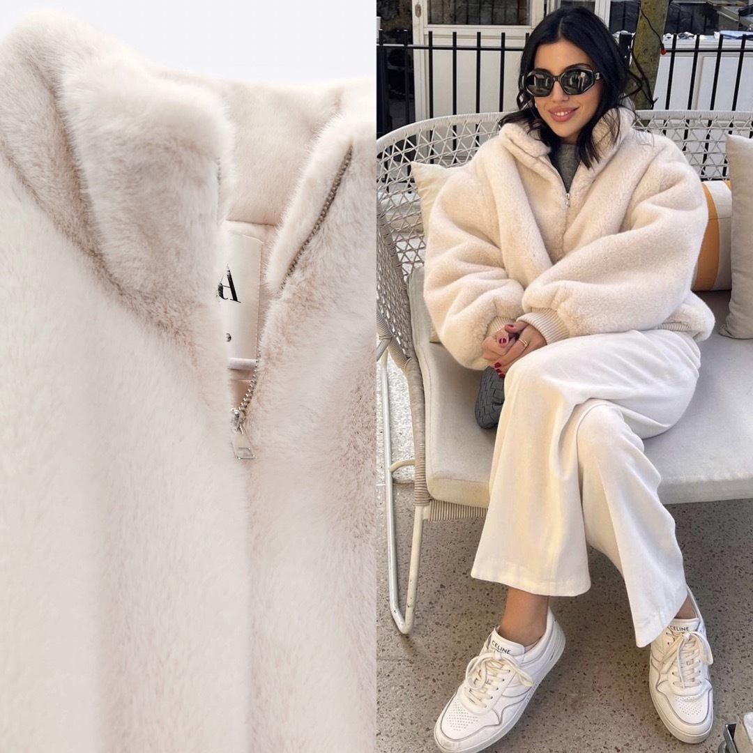ZARA - 新品 ZARA フェイクファーボンバージャケット Lサイズの ZARA - 新品 ZARA フェイクファーボンバージャケット Lサイズの