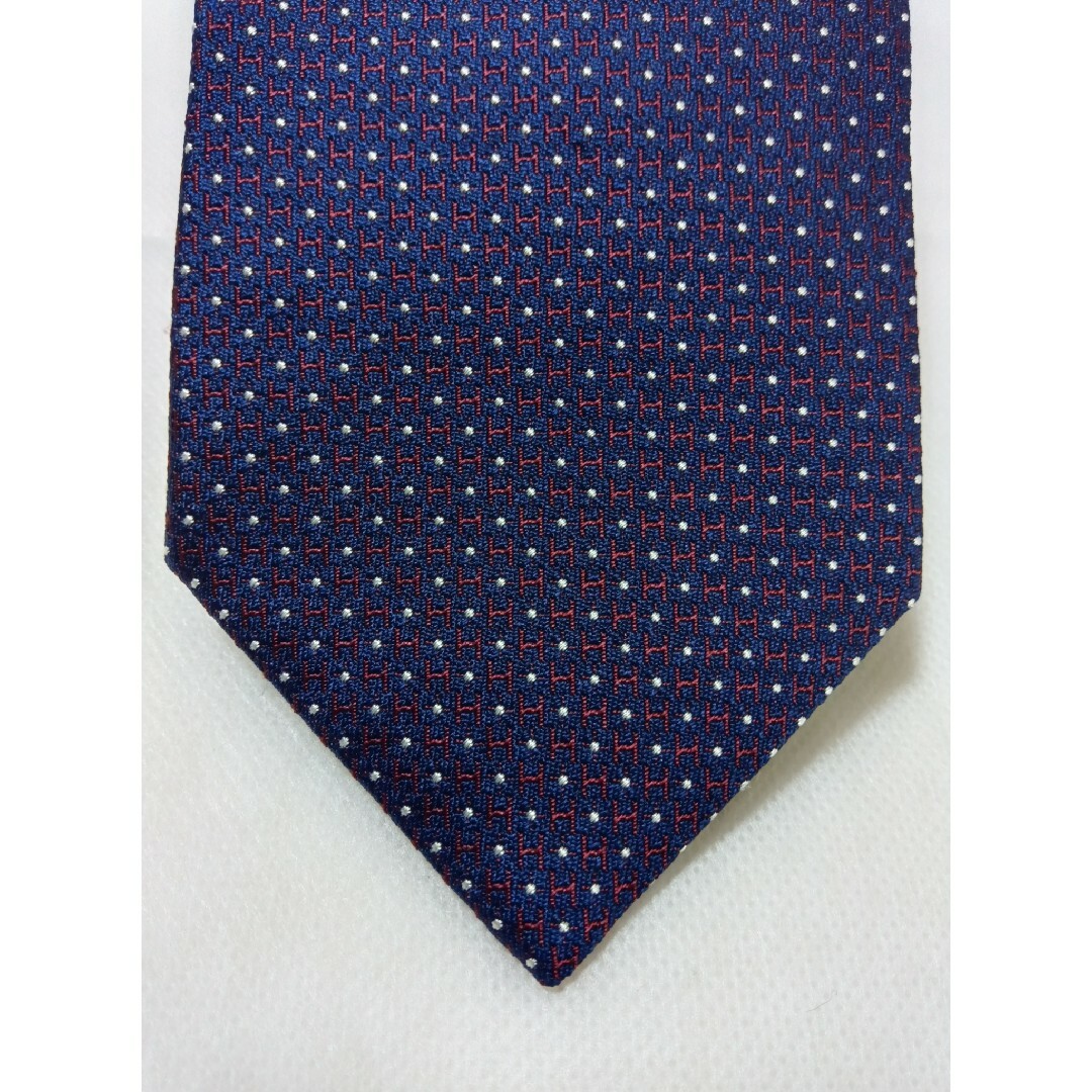 未使用】エルメス ネクタイ ネイビー H柄 ドット グッチ 未使用】エルメス ネクタイ ネイビー H柄 ドット グッチ