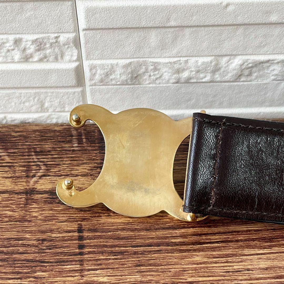 セリーヌ トリオンフ バックル ゴールド金具 レザー ベルト ブラウン セリーヌ トリオンフ バックル ゴールド金具 レザー ベルト ブラウン