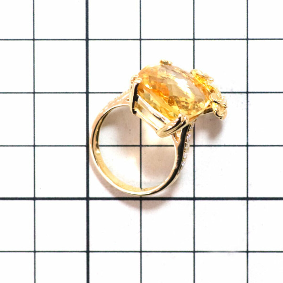 K18YG シトリン ダイヤモンド リング 10.44ct D0.29ct フラワー K18YG シトリン ダイヤモンド リング 10.44ct D0.29ct フラワー