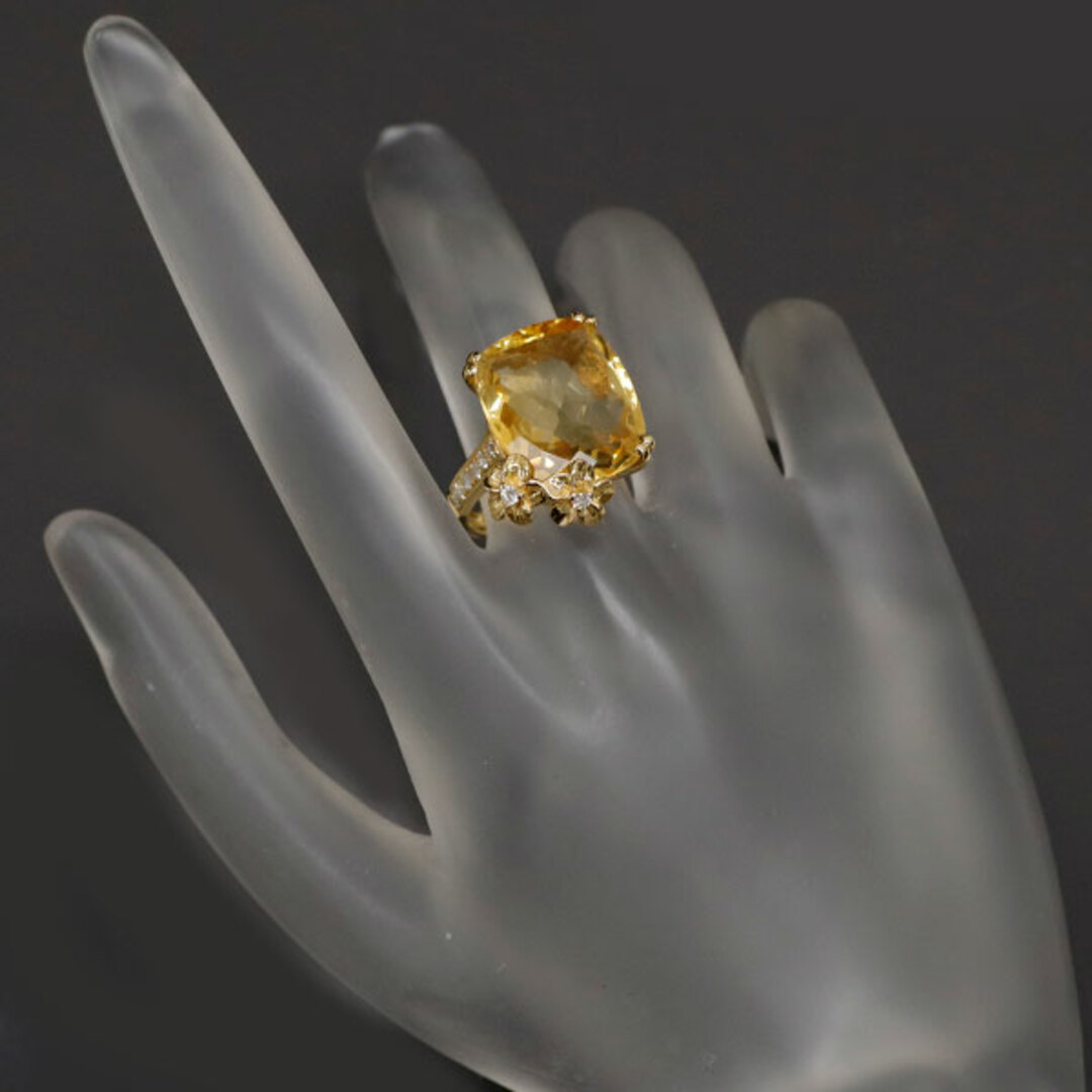 K18YG シトリン ダイヤモンド リング 10.44ct D0.29ct フラワー K18YG シトリン ダイヤモンド リング 10.44ct D0.29ct フラワー