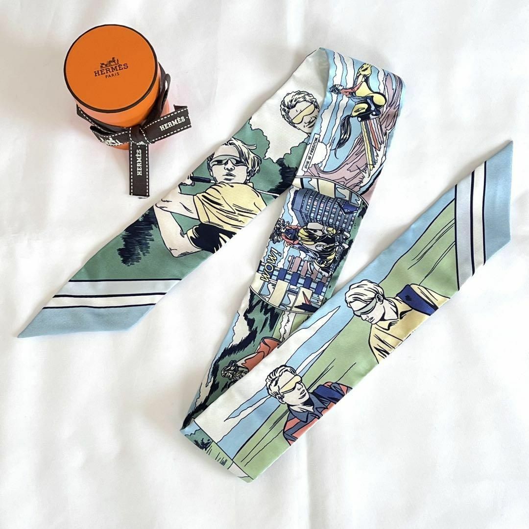 美品】HERMES エルメス ツイリー WOW アメコミ 美品】HERMES エルメス ツイリー WOW アメコミ