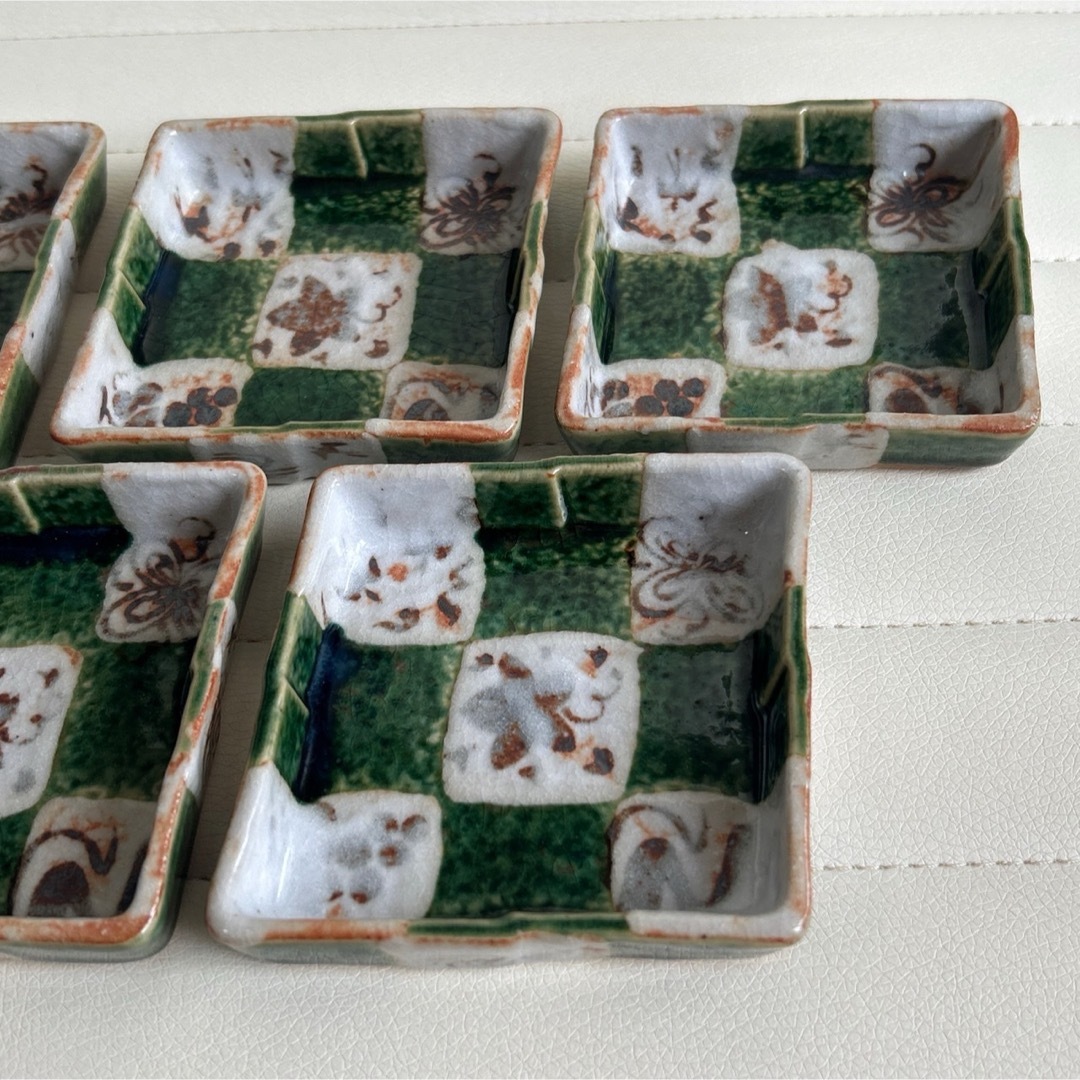 たち吉 - 瀬戸焼 たち吉 橘吉 市松 織部 小皿揃 5枚セット 菱形 たち吉 - 瀬戸焼 たち吉 橘吉 市松 織部 小皿揃 5枚セット 菱形