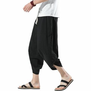 XXL 黒サルエルパンツ メンズ アラジンパンツ 夏用 ズボン(サルエルパンツ)