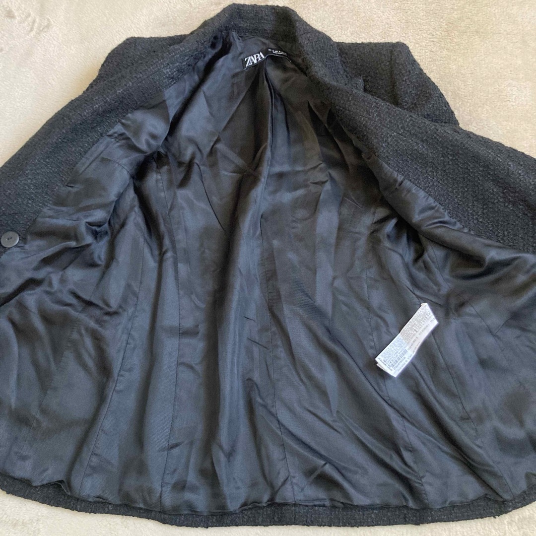 ZARA - ZARA ツイードジャケット 金ボタン ブラック 黒 ダブル ZARA - ZARA ツイードジャケット 金ボタン ブラック 黒 ダブル