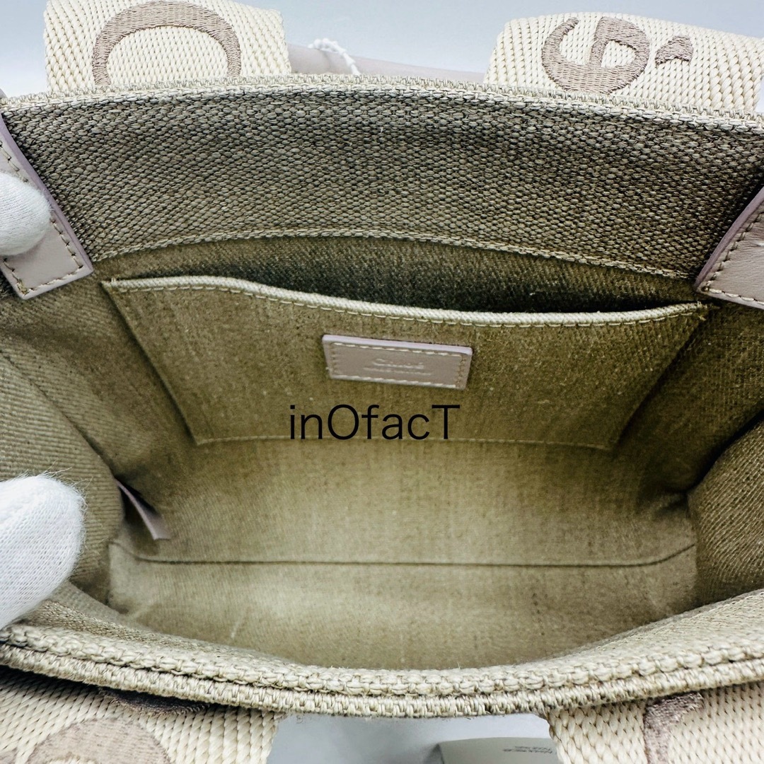Chloe クロエ リネン製 Woody スモール トートバッグ ワイルドグレー Chloe クロエ リネン製 Woody スモール トートバッグ ワイルドグレー