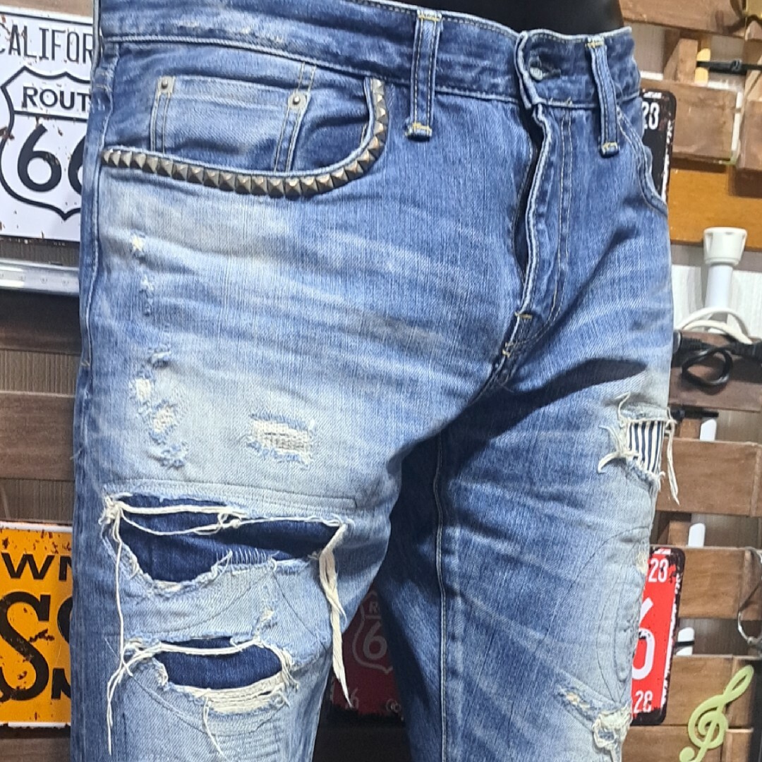 定価5.2万 ヒステリックグラマー RSM加工 カモメステッチ デニム 34 定価5.2万 ヒステリックグラマー RSM加工 カモメステッチ デニム 34