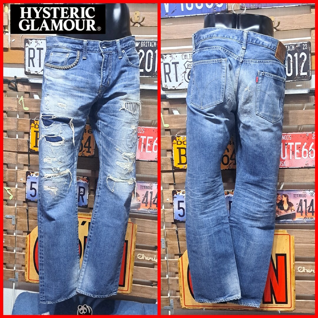 定価5.2万 ヒステリックグラマー RSM加工 カモメステッチ デニム 34 定価5.2万 ヒステリックグラマー RSM加工 カモメステッチ デニム 34