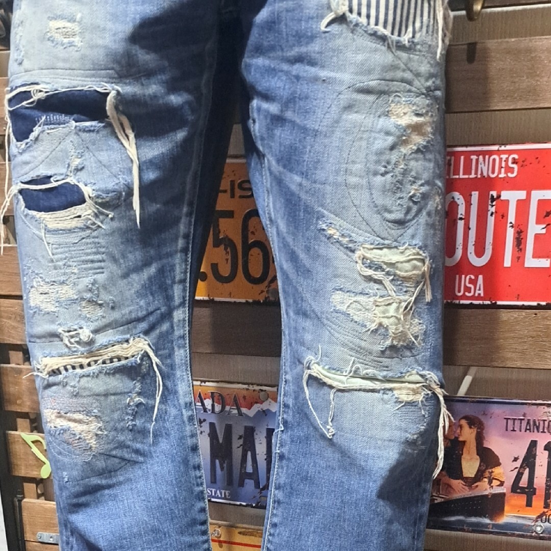 定価5.2万 ヒステリックグラマー RSM加工 カモメステッチ デニム 34 定価5.2万 ヒステリックグラマー RSM加工 カモメステッチ デニム 34