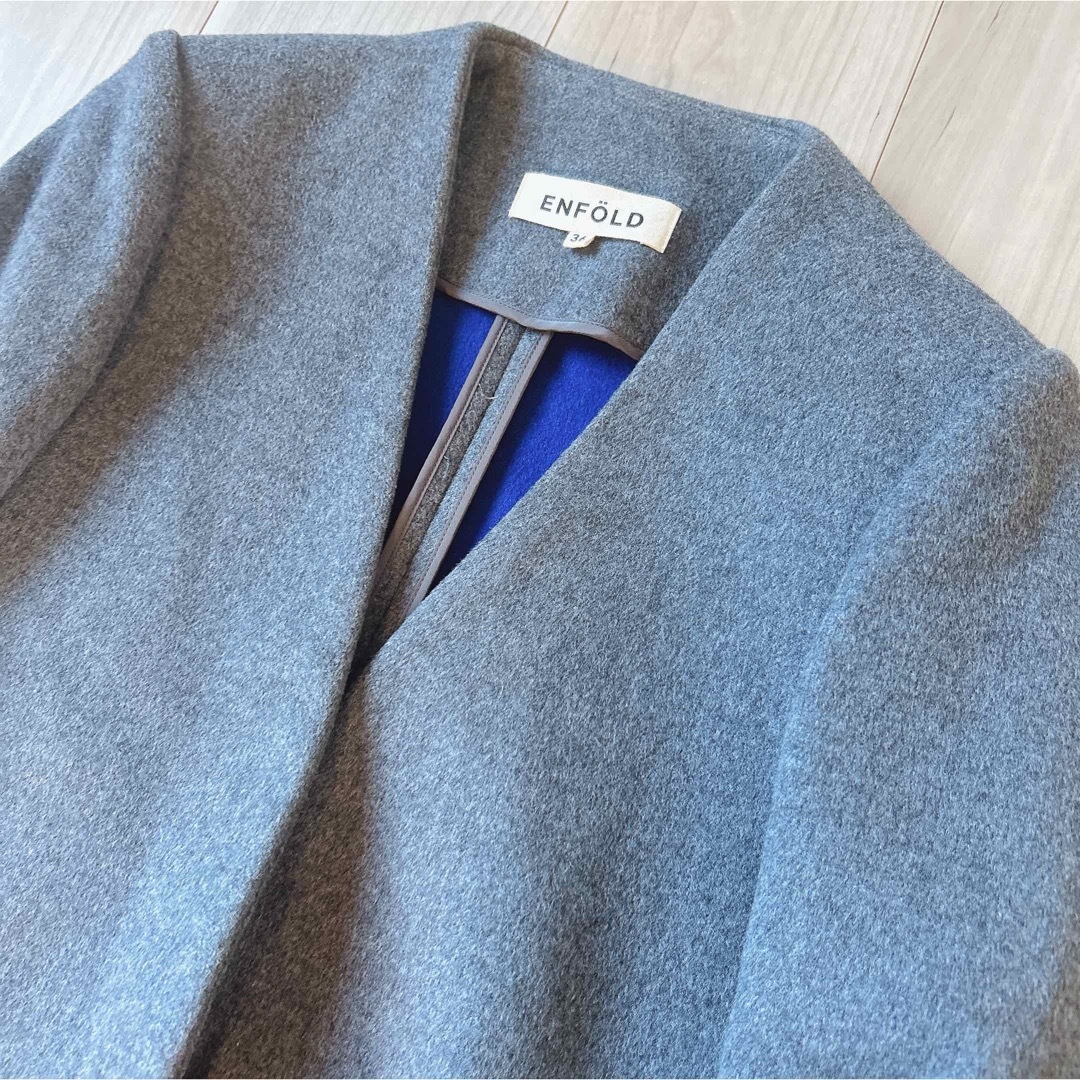 美品*エンフォルド ENFOLD ウールリバーノーカラーコート 美品*エンフォルド ENFOLD ウールリバーノーカラーコート