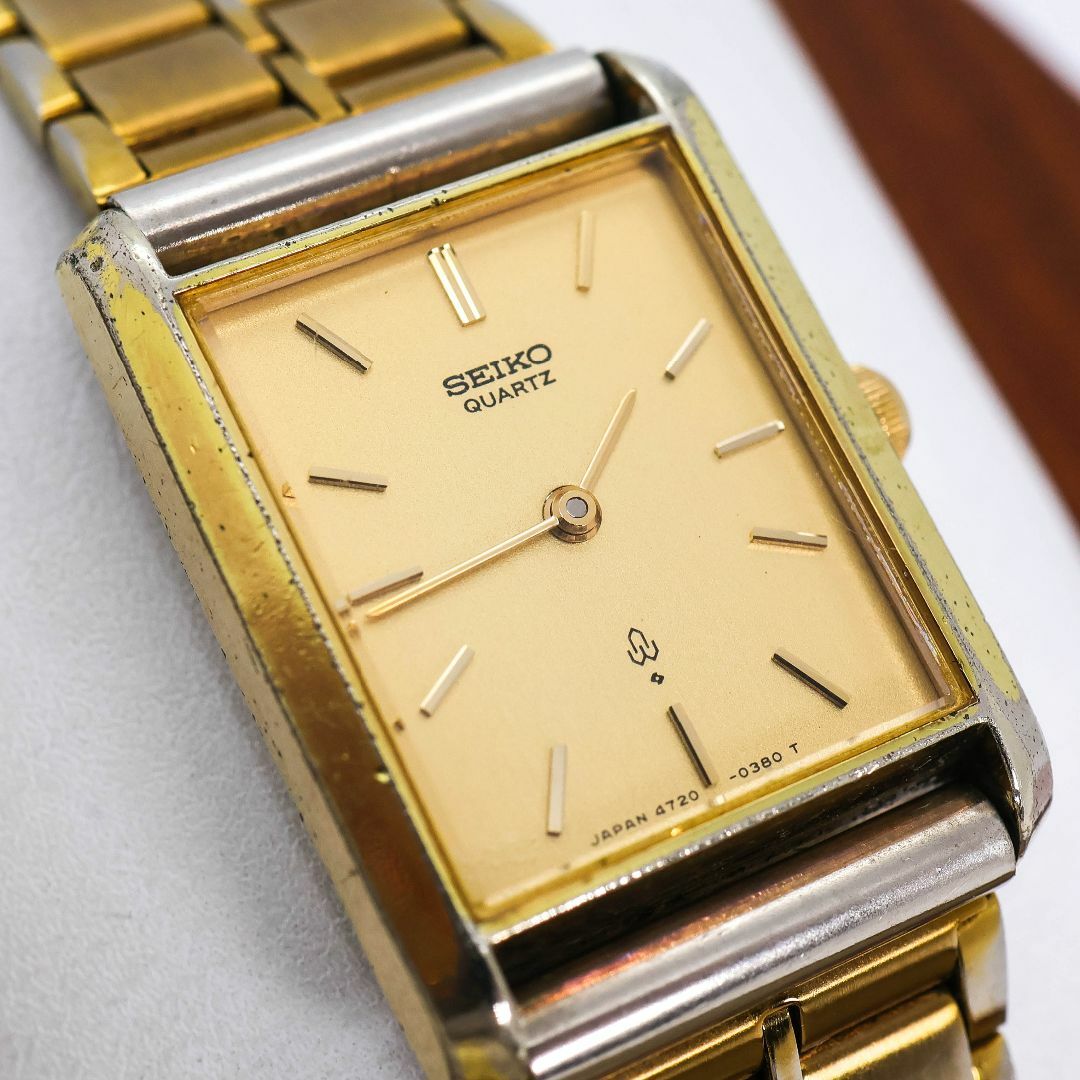 稼働 SEIKO 腕時計 SGP スクエア 水晶マーク ヴィンテージ 389 稼働 SEIKO 腕時計 SGP スクエア 水晶マーク ヴィンテージ 389