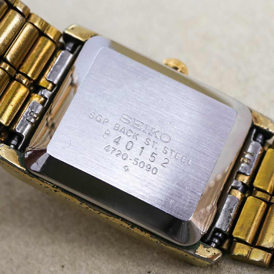 稼働 SEIKO 腕時計 SGP スクエア 水晶マーク ヴィンテージ 389 稼働 SEIKO 腕時計 SGP スクエア 水晶マーク ヴィンテージ 389