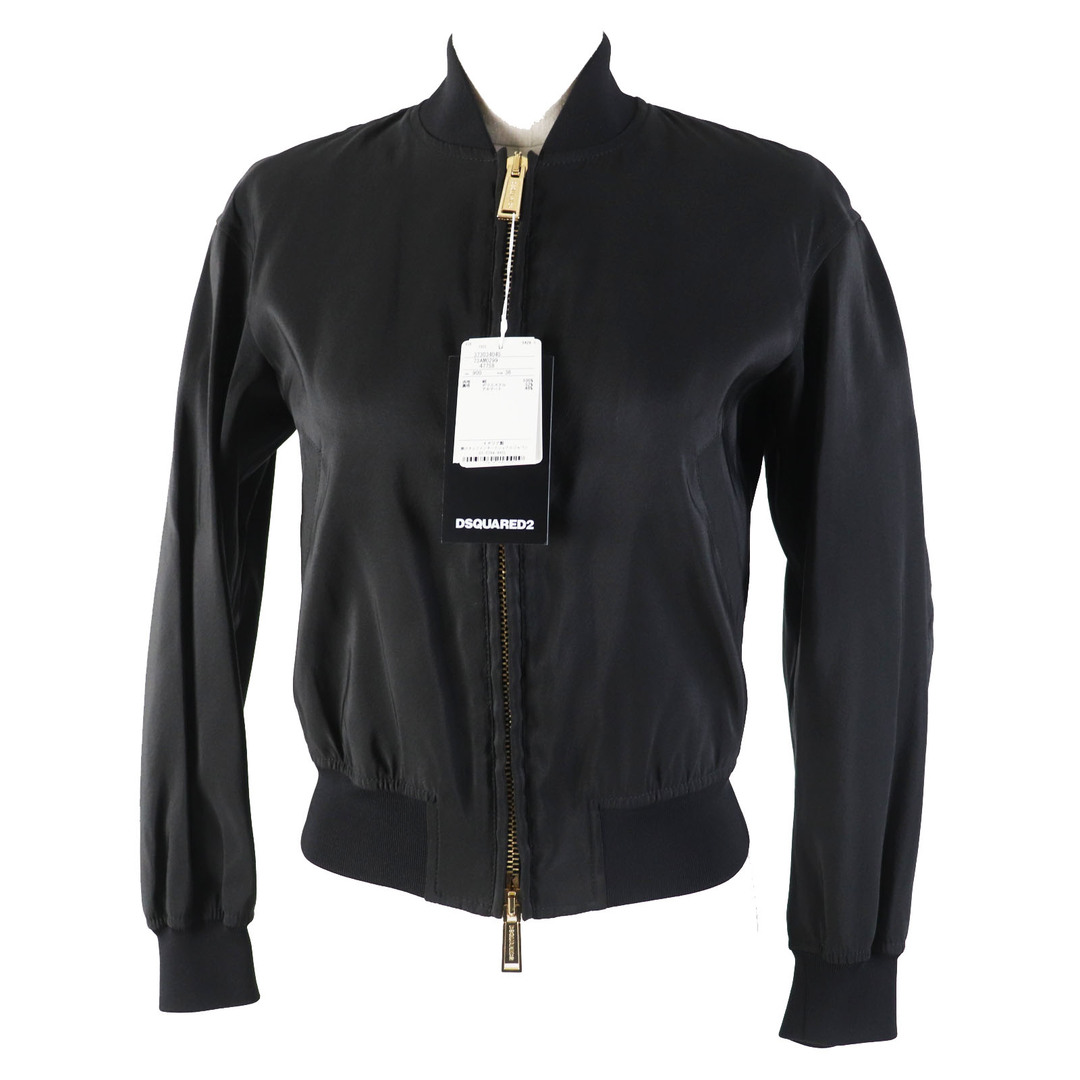 DSQUARED2 - 未使用品◎DSQUARED2 ディースクエアード S73AM0299 シルク100％ ボンバージャケット ブラック 36 イタリア製 正規品 レディース