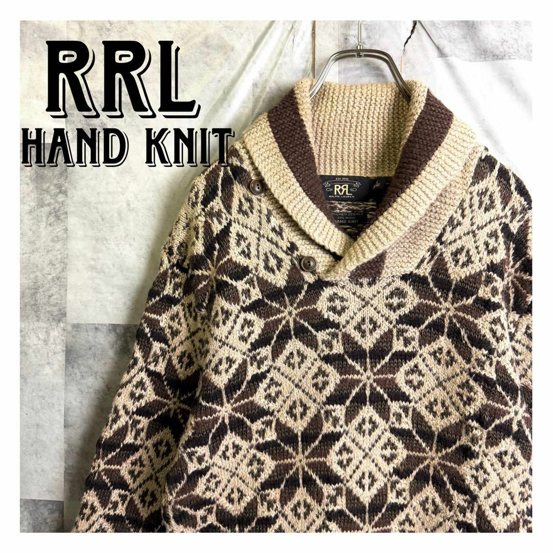 RRL - 希少 美品 ダブルアールエル 総柄 シルク混 ハンドニット RRL - 希少 美品 ダブルアールエル 総柄 シルク混 ハンドニット