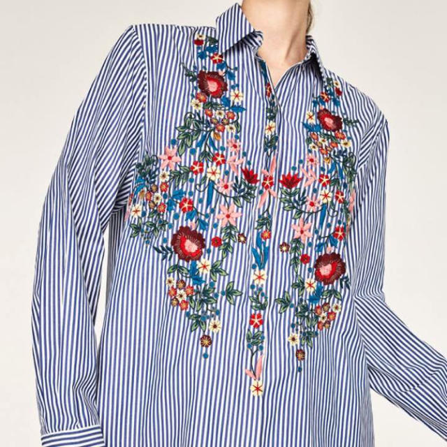 ZARA - ♡新品未使用タグ付き ZARA 刺繍 ストライプシャツ♡の通販 by ... ZARA ザラ 花柄 刺繍 ストライプ シャツ ブラウス M