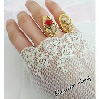 flower ring❤レジンアクセサリー、ドライフラワー(リング)