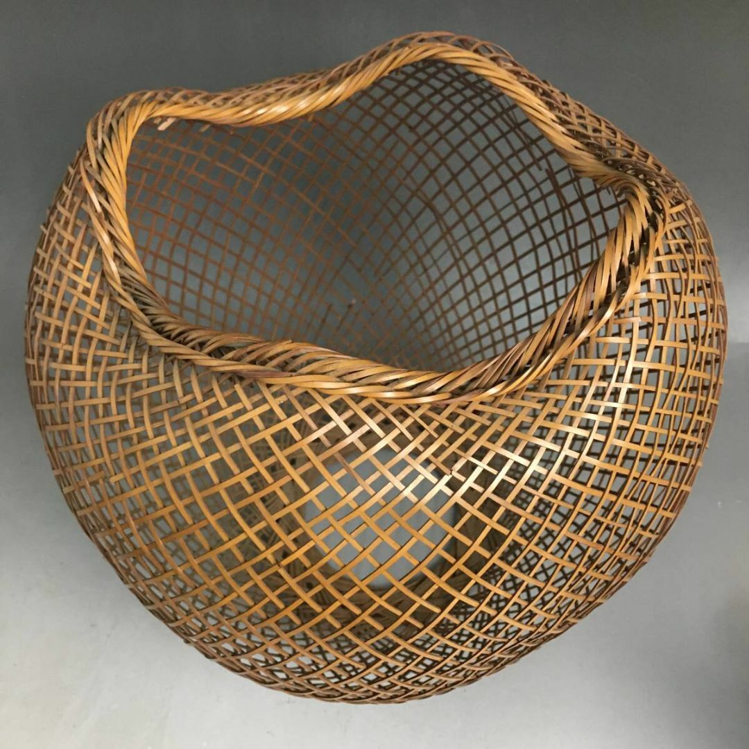 竹編細工籠 籠 天然素材 華道 茶道 骨董 アンティーク 竹籠 花入