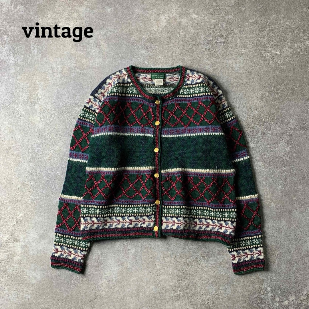 希少 vintage ニットカーディガン 80〜90s 金ボタン ボルドー 希少 vintage ニットカーディガン 80〜90s 金ボタン ボルドー