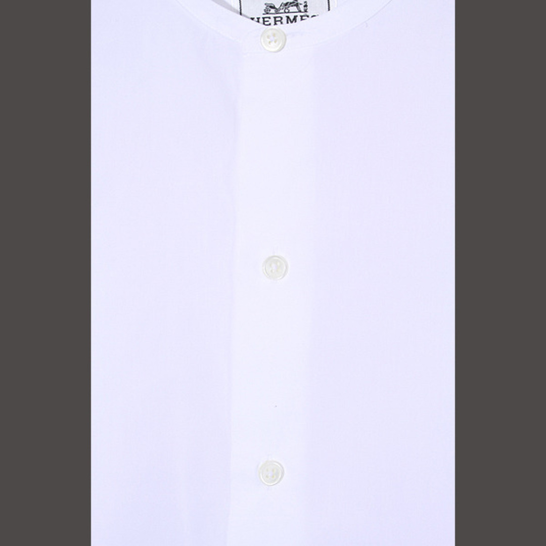 HERMES エルメス SIZE:37 14H 長袖 ノーカラーシャツ ホワイト HERMES エルメス SIZE:37 14H 長袖 ノーカラーシャツ ホワイト