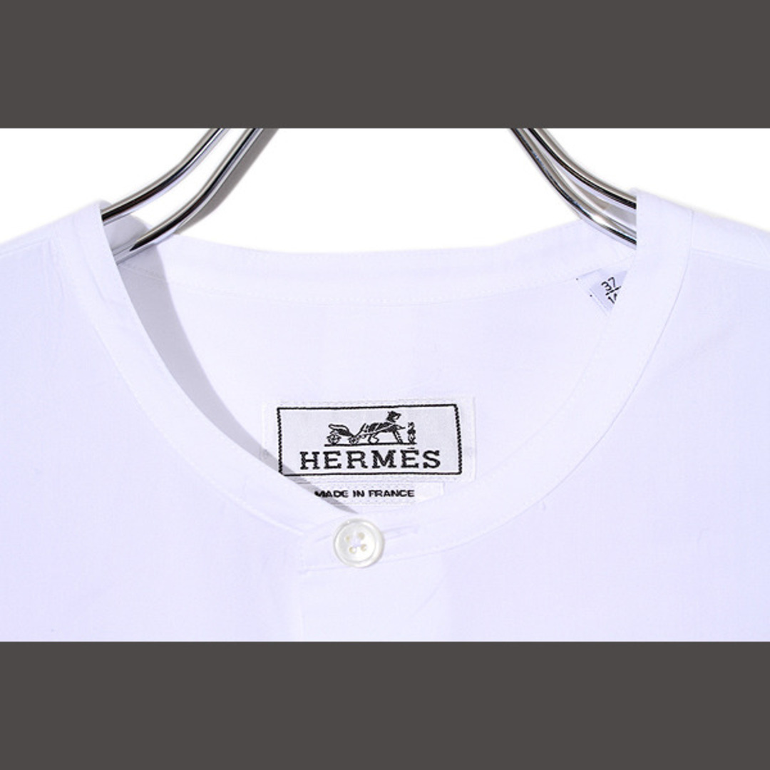 HERMES エルメス SIZE:37 14H 長袖 ノーカラーシャツ ホワイト HERMES エルメス SIZE:37 14H 長袖 ノーカラーシャツ ホワイト
