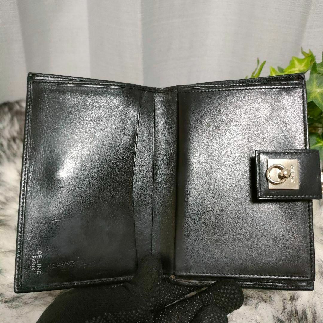 CELINE - CELINE 二つ折り財布 がま口 ブラック ガンチーニ CELINE - CELINE 二つ折り財布 がま口 ブラック ガンチーニ