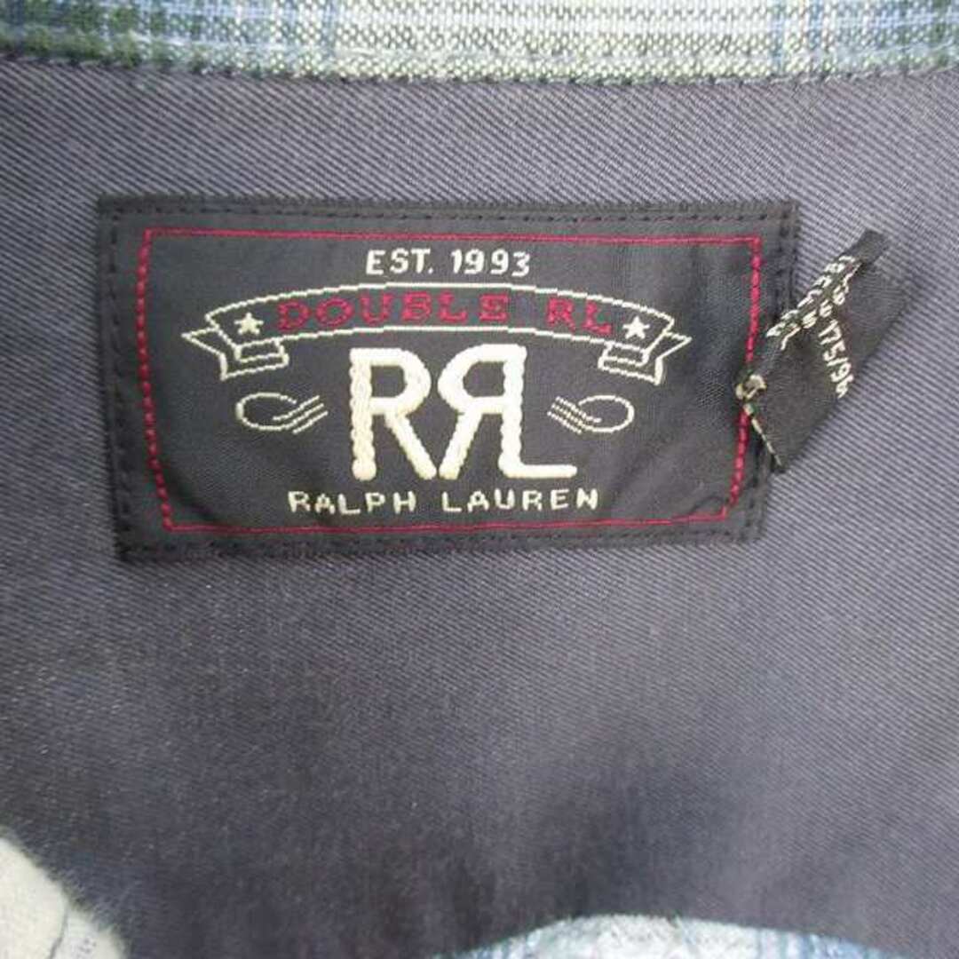 RRL 青黒チェック 長袖オープンカラー オンブレ 開襟(nina de RRL 青黒チェック 長袖オープンカラー オンブレ 開襟(nina de