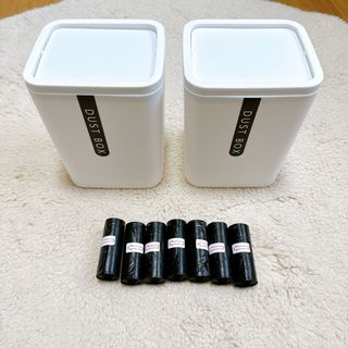 送料無料⭐️ホワイト ダストボックス 2個セット ゴミ袋付き サニタリーボックス(ごみ箱)