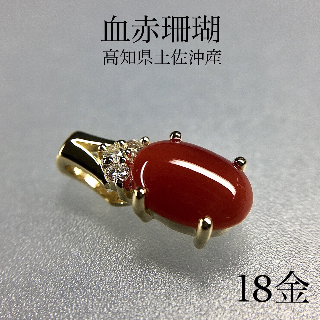 K18 血赤珊瑚 デザインペンダント 0.72ct K18 血赤珊瑚 デザインペンダント 0.72ct