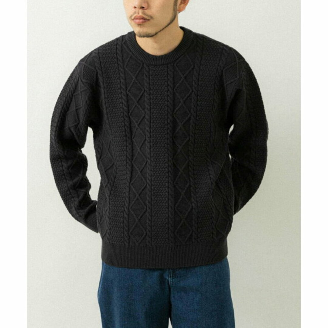 URBAN RESEARCH DOORS(アーバンリサーチドアーズ)の【ネイビー】『UR TECH』アランクルーネックニット メンズのトップス(ニット/セーター)の商品写真