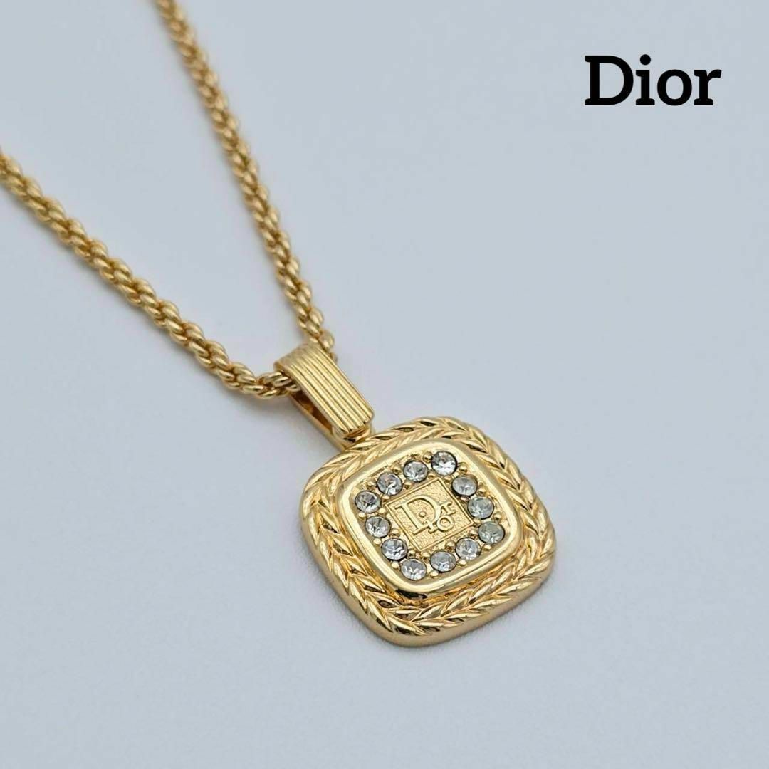 美品 ☆Dior☆ ネックレス トロッター ラインストーン スクエア 美品 ☆Dior☆ ネックレス トロッター ラインストーン スクエア
