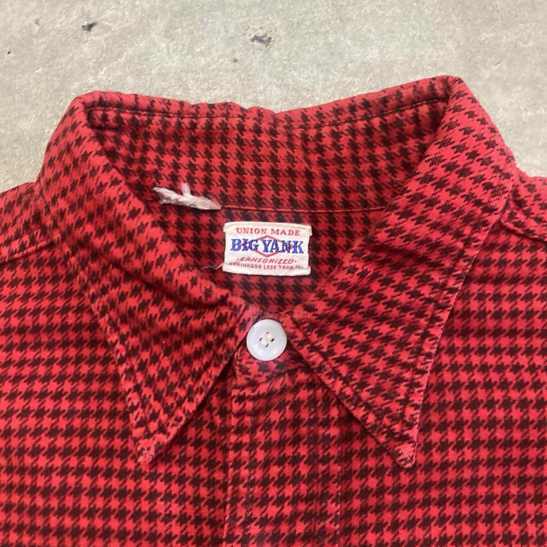 50s“BIGYANK 千鳥格子 Vintage プリント ネルシャツ マチ付き 50s“BIGYANK 千鳥格子 Vintage プリント ネルシャツ マチ付き