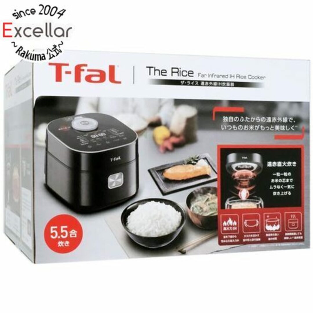 T-fal(ティファール)の【新品訳あり(箱きず・やぶれ)】 ティファール 遠赤外線IH炊飯器 ザ・ライス 5.5合 RK8828J0 ブラック スマホ/家電/カメラの調理家電(炊飯器)の商品写真