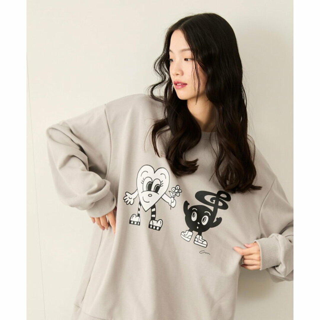 JUNRED(ジュンレッド)の【ライトグレー(08)】【Chocomoo*JUNRED】コラボクルーネックスウェット メンズのトップス(スウェット)の商品写真