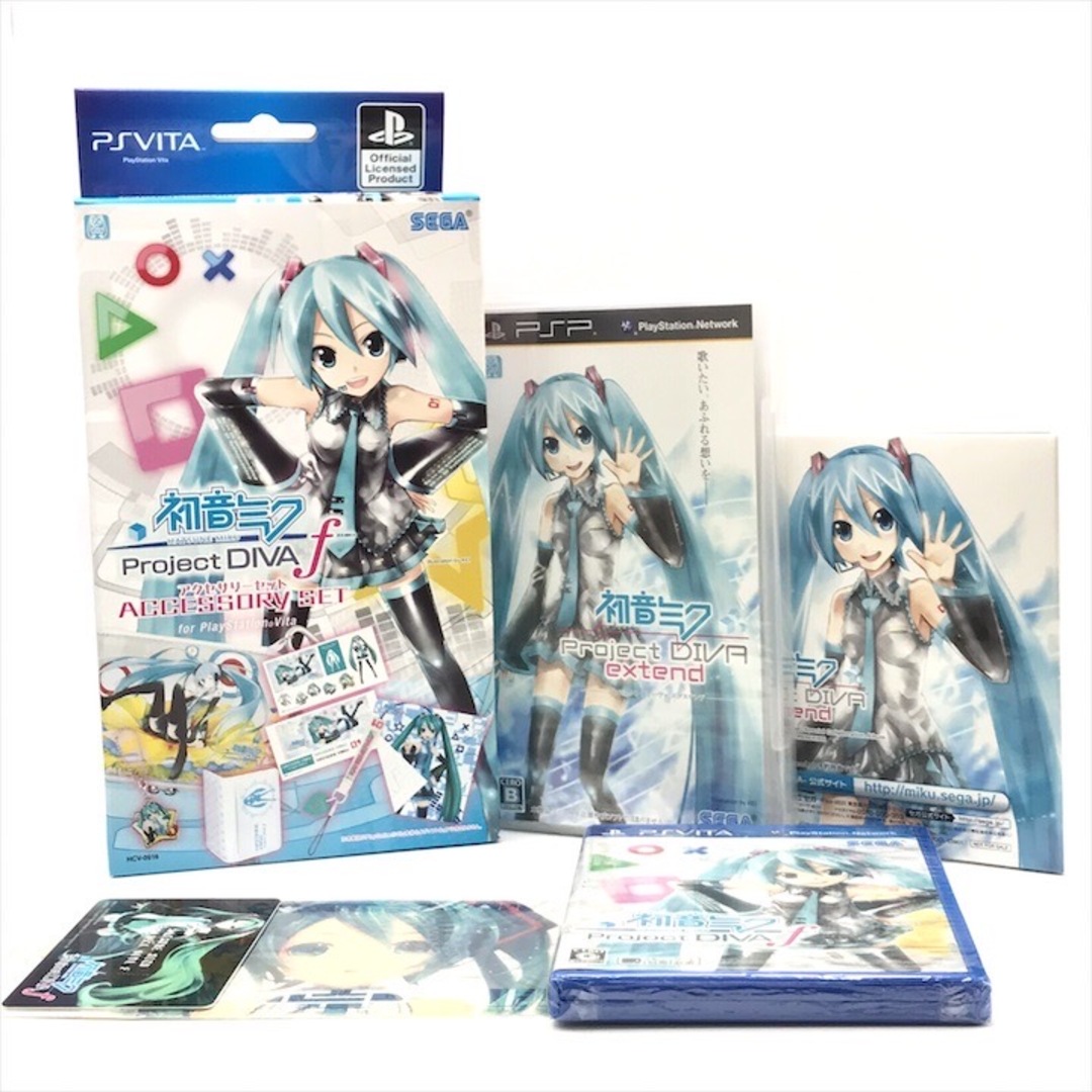 SEGA Games - 未開封 SEGA セガ 初音ミク PSP PSVITA ゲームソフト プロジェクト ディーヴァ エクステンド アクセサリー セット 5点 m13761