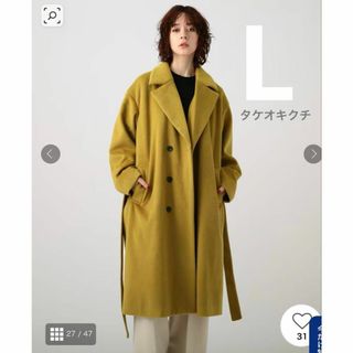 ティーケータケオキクチ(tk.TAKEO KIKUCHI)のビッグセミダブルチェスターコート 黄色 マスタードカラー L タケオキクチ(チェスターコート)