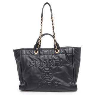 シャネル(CHANEL)のシャネル トートバッグ ドーヴィル ココマーク ラムスキン ショッピングバッグ AS3257 2wayショルダーバッグ 黒(トートバッグ)