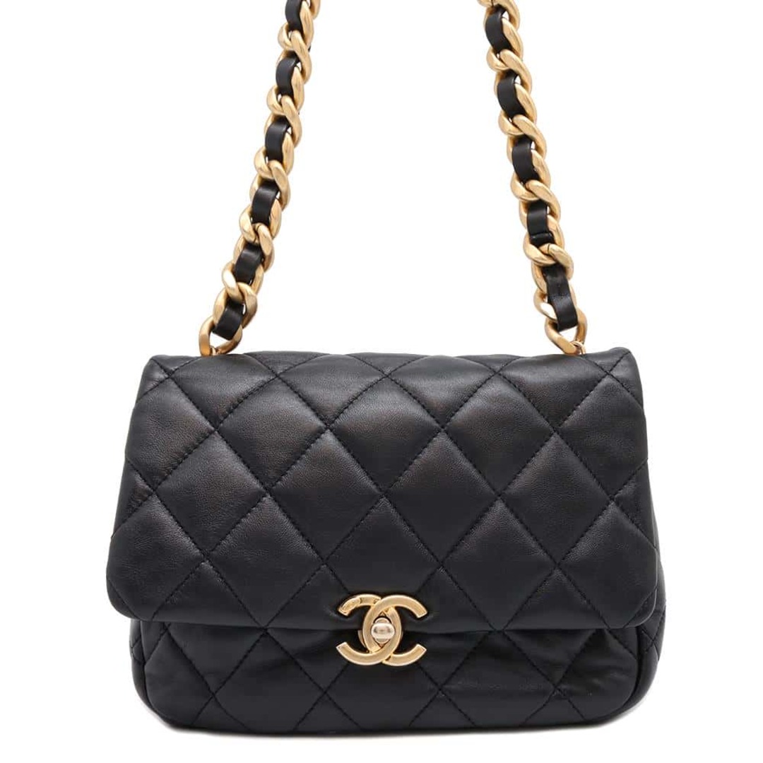 CHANEL - シャネル チェーンショルダーバッグ マトラッセ ココマーク ラムスキン AS3206 CHANEL 黒