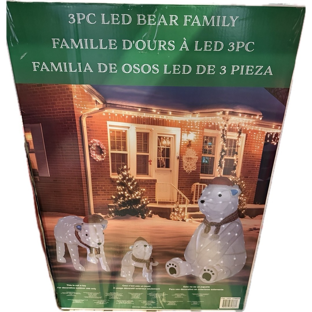 クマの親子 3体セット 370LED球 クリスマスオブジェ コストコ クマの親子 3体セット 370LED球 クリスマスオブジェ コストコ