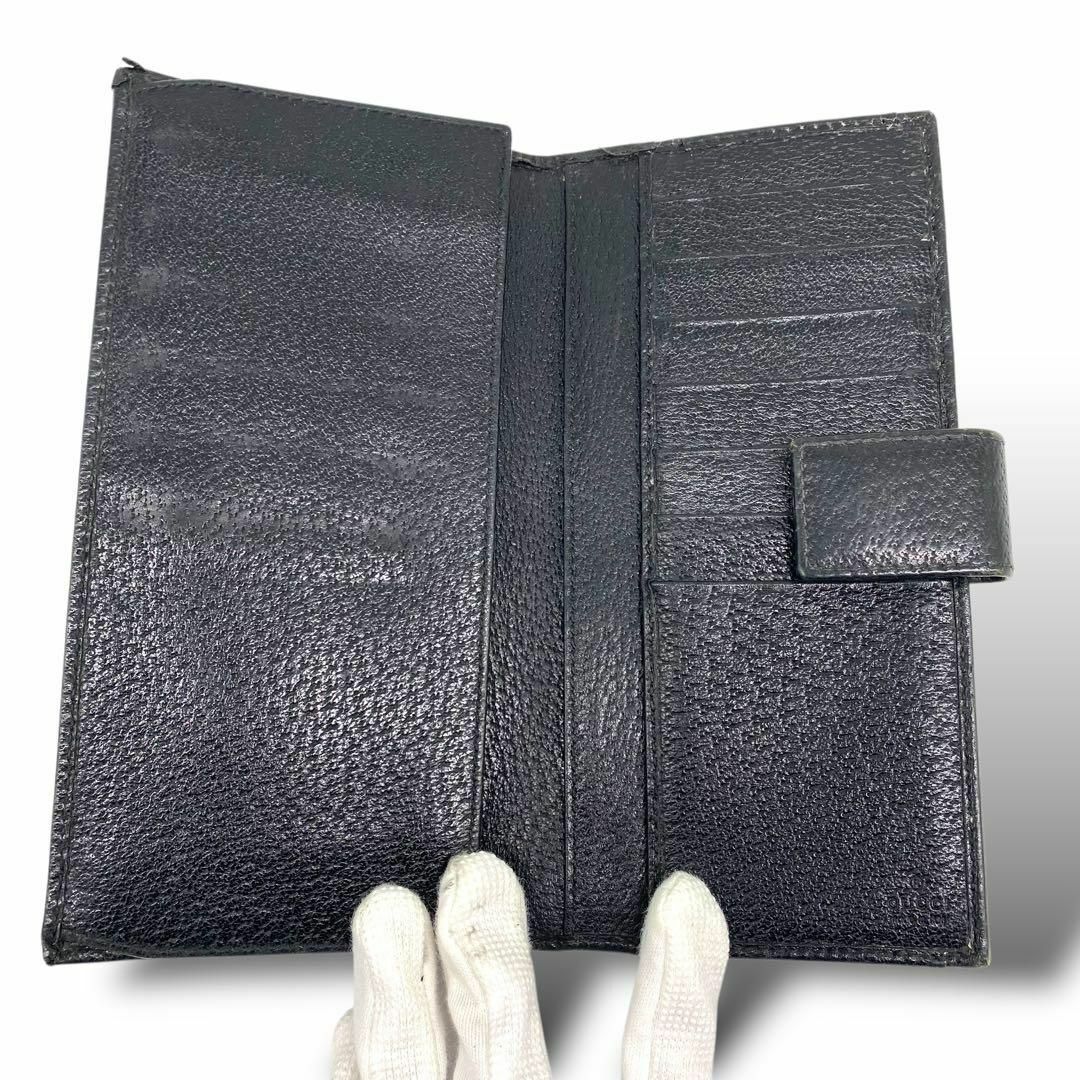 GUCCI グッチ 長財布 がま口 筆記体ロゴ 本革 レザー ブラック 黒 GUCCI グッチ 長財布 がま口 筆記体ロゴ 本革 レザー ブラック 黒