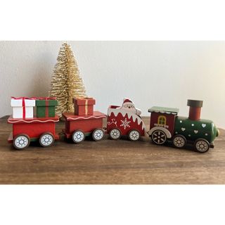 【新品】木製　クリスマストレイン(置物)