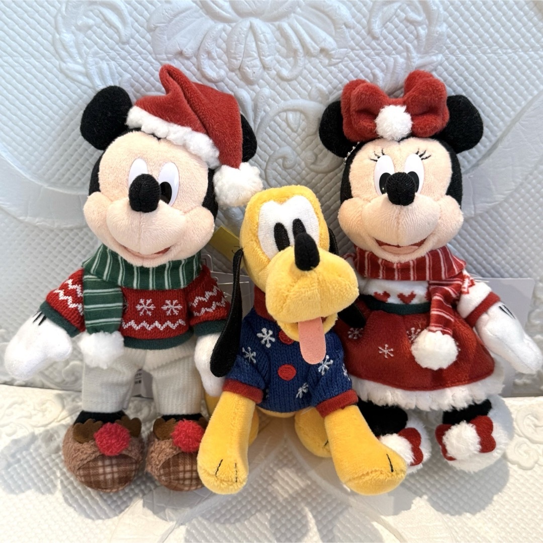 クリスマス ミッキー ミニー プルート ぬいぐるみバッジ Cセット
