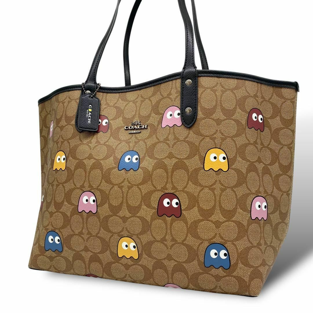 極美品 coach コーチ トートバッグ パックマン コラボ PVCレザー 極美品 coach コーチ トートバッグ パックマン コラボ PVCレザー