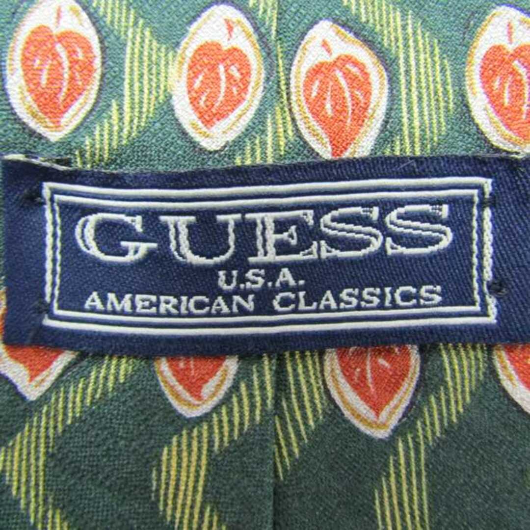 GUESS - ゲス ブランド ネクタイ リーフ柄 パネル柄 シルク USA GUESS - ゲス ブランド ネクタイ リーフ柄 パネル柄 シルク USA