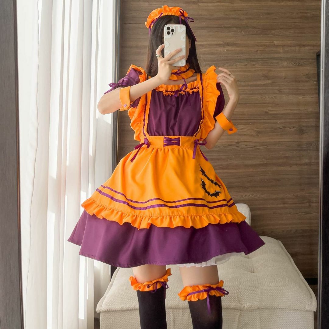 高品質 新作 コスプレ衣装◇オリジナルメイド服◇オレンジ 髪