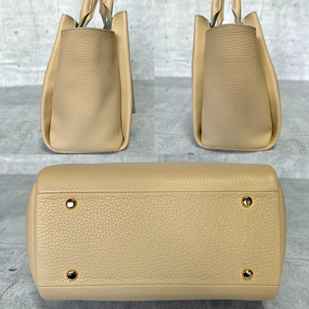 良品】WAKO 銀座和光 シボ革 ベージュ レザー ゴールド金具 良品】WAKO 銀座和光 シボ革 ベージュ レザー ゴールド金具