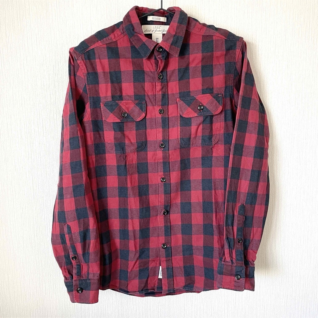 H&M - 【H&M】 エイチアンドエム チェックシャツ 長袖 メンズ 赤 H&M - 【H&M】 エイチアンドエム チェックシャツ 長袖 メンズ 赤