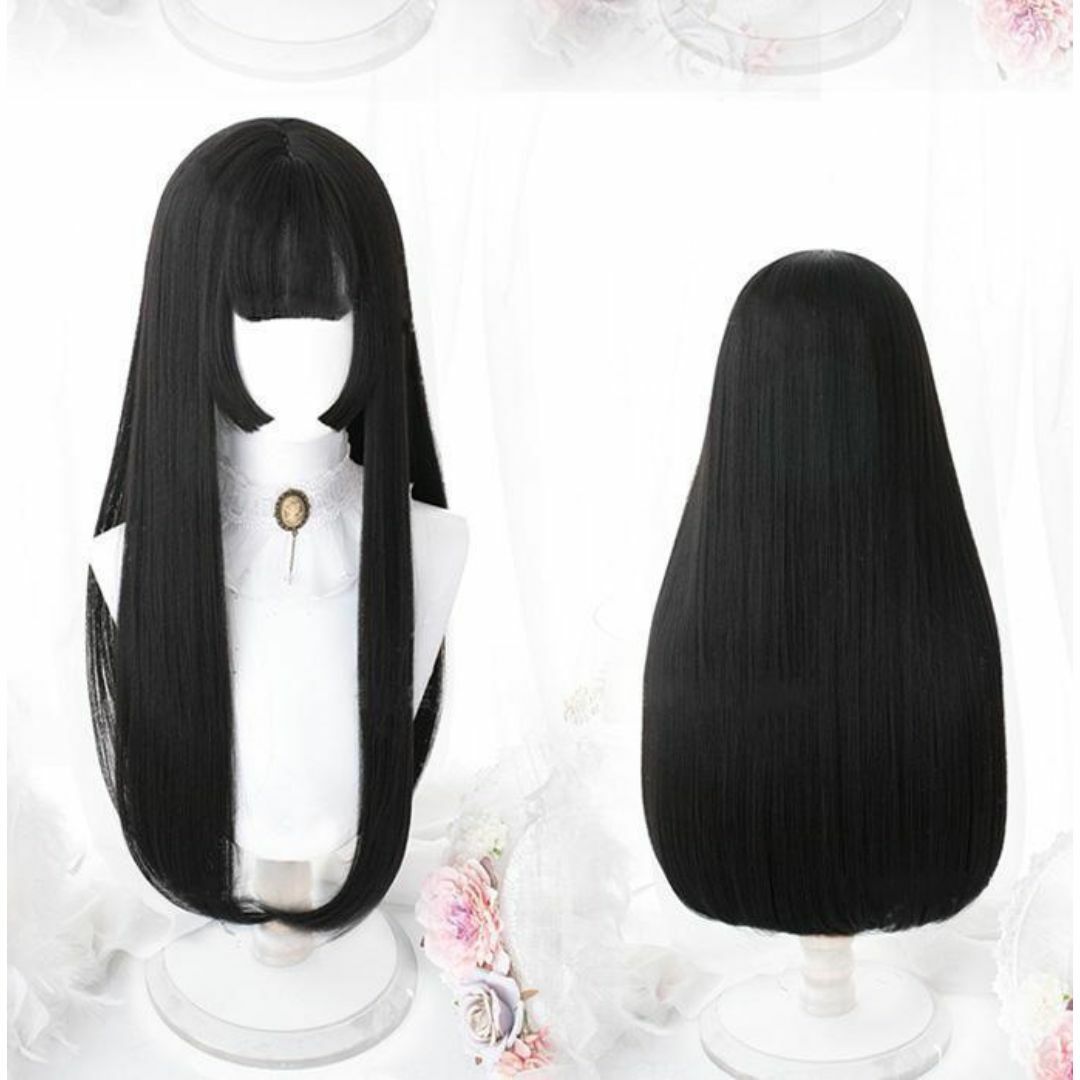 ぱっつん 姫カット ウィッグ ロング 黒髪 ブラック ストレート ぱっつん 姫カット ウィッグ ロング 黒髪 ブラック ストレート