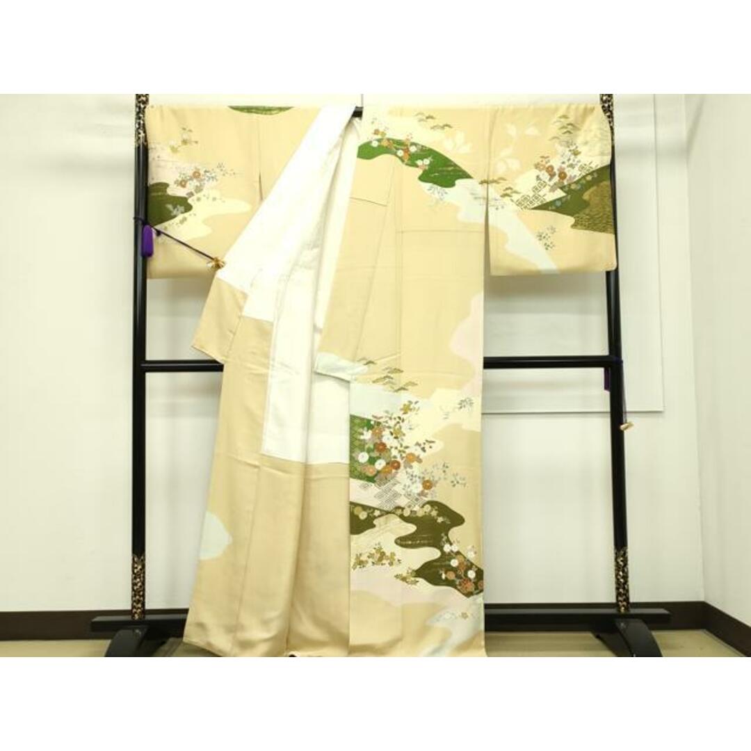 平和屋本店□極上 創業460年・千總 訪問着 駒刺繍 道長草花文 平和屋本店□極上 創業460年・千總 訪問着 駒刺繍 道長草花文